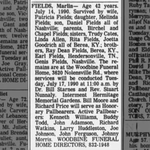 Obituary for Marlin FIELDS