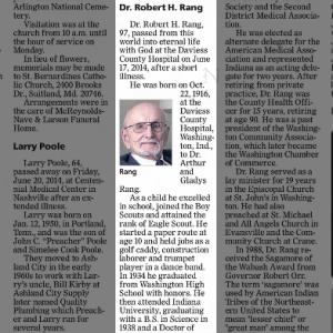Obituary for Robert H. Rang