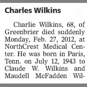 Obituary for Charles Wilkins