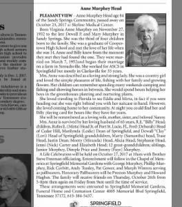 Obituary for Anne Murphey Head